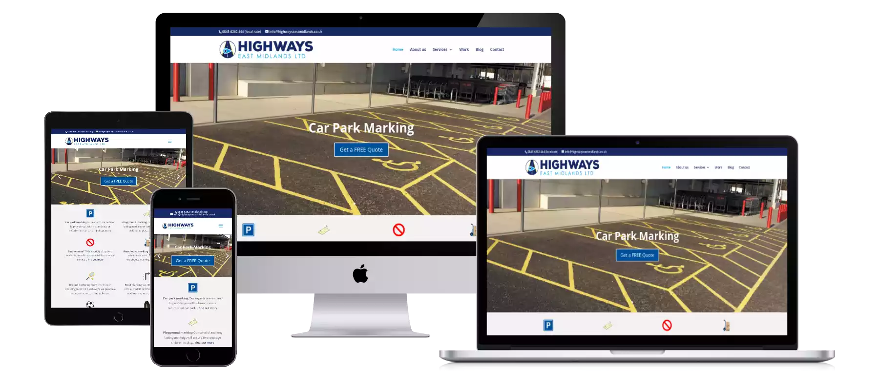 Highways East Midlands Mockup of a website designed by IT Kabin