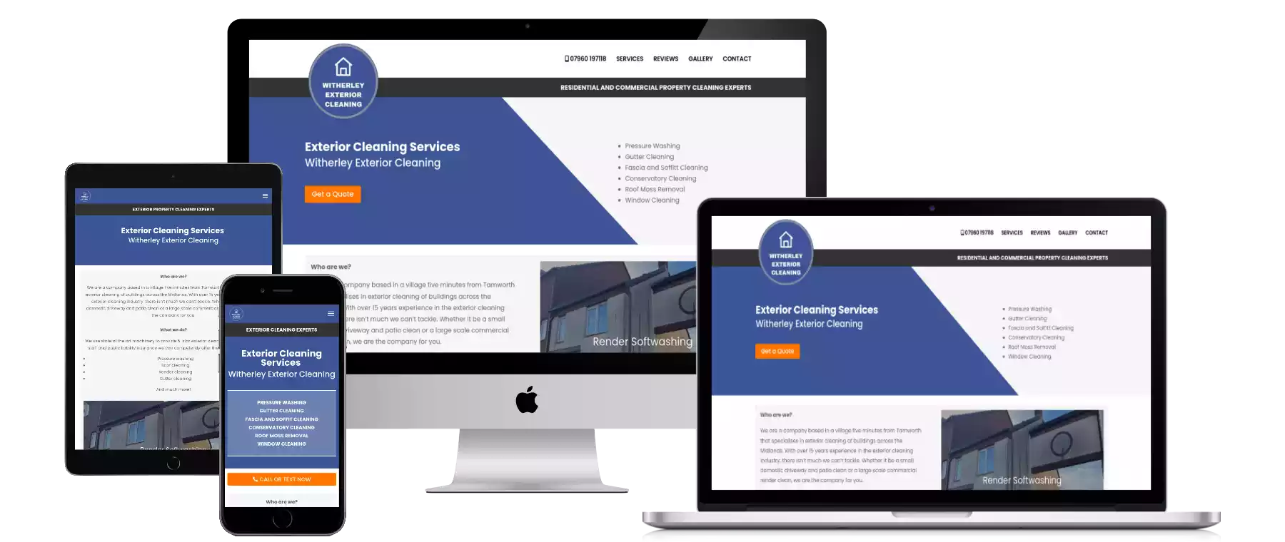 Witherley Exterior Cleaning Mockup of a website designed by IT Kabin